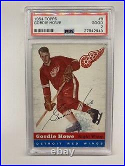 1954 Topps Hockey #8 Gordie Howe Red Wings Card Graded PSA 2 Looks like a 5