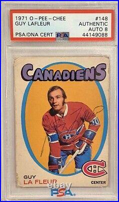 1971-72 Opc O-pee-chee Guy Lafleur Rc #148 Canadiens Hof Signed Auto Rookie Psa