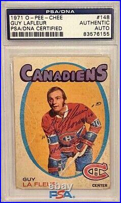 1971-72 Opc O-pee-chee Guy Lafleur Rc #148 Canadiens Hof Signed Auto Rookie Psa