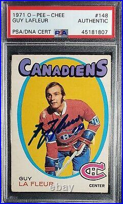 1971-72 Opc O-pee-chee Guy Lafleur Rc #148 Hof Signed Auto Rookie Rc Psa/dna