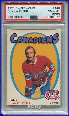 1971 OPC Hockey #148 Guy LaFleur La Fleur Rookie Card RC Graded PSA NM Mint 8 OC