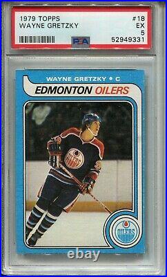 1979'79 Topps Hockey #18 Wayne Gretzky Rookie Card RC Graded PSA EX 5 Oilers