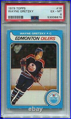 1979'79 Topps Hockey #18 Wayne Gretzky Rookie Card RC Graded PSA Ex Mint 6