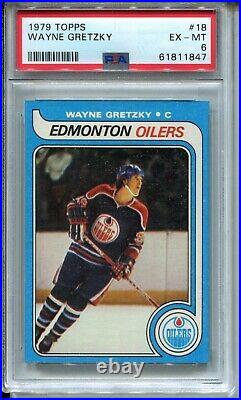 1979'79 Topps Hockey #18 Wayne Gretzky Rookie Card RC Graded PSA Ex Mint 6