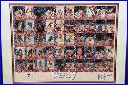 1980 Miracle on Ice USA Hockey Autographed Framed Uncut Cards with Herb Brooks COA