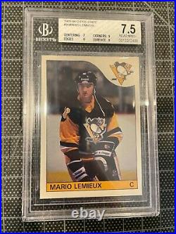 1985-86 O Pee Chee #9 Mario Lemieux Pittsburgh Penguins Rookie Card Beckett 7.5