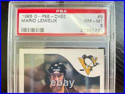 1985-86 O-Pee-Chee OPC Mario Lemieux Rookie Card RC PSA 8 Pittsburgh Penguins #9