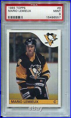 1985 Topps Hockey #9 Mario Lemieux Penguins Rookie Card RC Graded PSA MINT 9