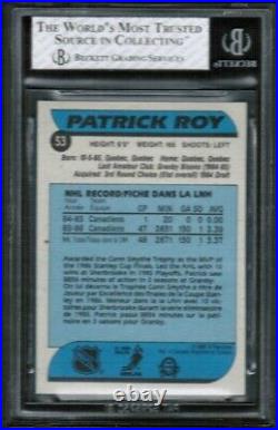1986 87 OPC O-Pee-Chee #53 Patrick Roy Rookie Rc BGS 8 NM-MT