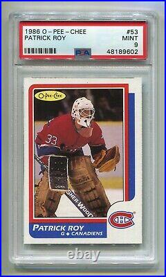 1986-87 O-pee-chee NHL Patrick Roy #53 Rookie Rc Montreal Canadiens Psa 9 Mint