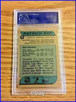 1986 Patrick Roy Topps Rookie Card Psa Graded 8 Nm-mt