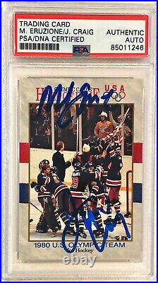 1991 Impel USA Hockey Jim Craig Mike Eruzione Signed Auto Card #66 PSA/DNA