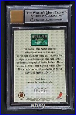 1995/96 MARTIN BRODEUR 1st Autographed Card #26/1500 Cup Championship year