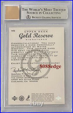 1998 Upper Deck Gold Reserve Signature Autowayne Gretzky #/200 Bgs Autograph 10