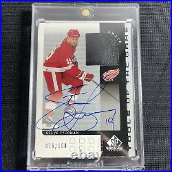 2001 SP Game Used Edition STEVE YZERMAN Used Skate Autograph On Card Auto #d/100