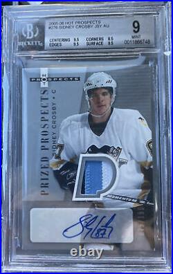 2005-06 Hot Prospects #276 Sidney Crosby Auto Patch (3 Colour) BGS 9
