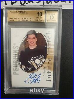 2005-06 Sp Authentic Future Watch Rookie Rc Auto /999 Bgs 10 Sidney Crosby Hof