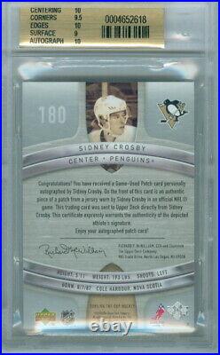 2005-06 THE CUP SIDNEY CROSBY ROOKIE RC 82/99 BGS 9.5, 2 10's GAME USED PATCH