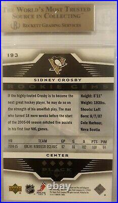 2005-06 Ud Black Diamond Sidney Crosby Bgs 9.5 Real Rc Card #193