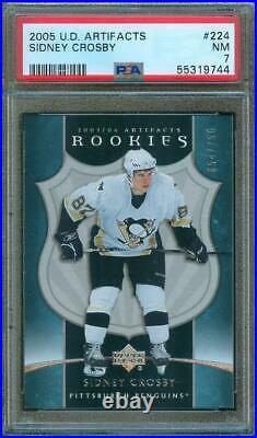 2005-06 Upper Deck Artifacts SIDNEY CROSBY Rookie Card #/750 Penguins #224 PSA 7