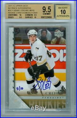 2005-06 Young Guns #201 Sidney Crosby Auto Rookie Rc Buyback 5/10 Bgs 9.5 /10