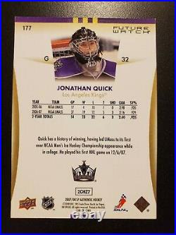 2007-08 SP Authentic Future Watch #177 Jonathan Quick /999 Rookie Card