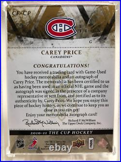 2010/11 Upper Deck The Cup Cup Foundation Carey Price Quad Patch Auto 3/5