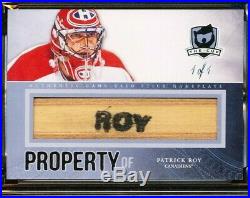 2011-12 The Cup Property Of Patrick Roy Game Used Stick Nameplate 1/1 Hof