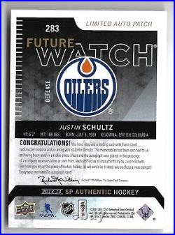 2013-14 SP Authentic #283 Justin Schultz Rookie Patch Autograph # 97/100