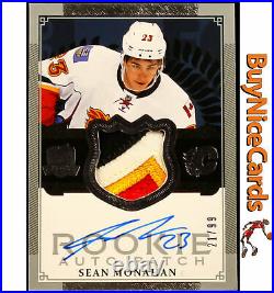 2013-14 Sean Monahan Upper Deck The Cup 4 Color RC Rookie Patch Auto /99