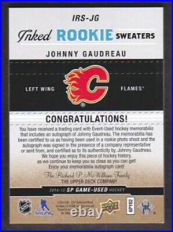 2014-15 SP Game Used Inked Rookie Sweaters #JG Johnny Gaudreau 07/49 Auto Patch