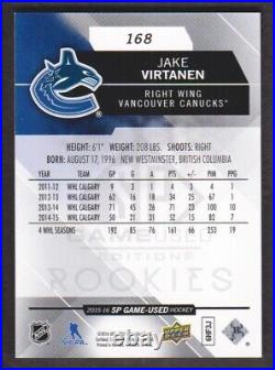 2015-16 SP Game Used Hockey #168 Jake Virtanen RC 17/18