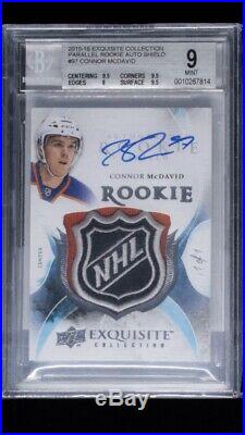 2015-16 UD Exquisite Connor McDavid RC NHL Shield Logo Patch AUTO 1/1 BGS 9.5