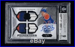 2015-16 UD The Cup Foundations Connor McDavid RC Quad Tag Patch AUTO 1/1 BGS 9