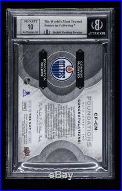 2015-16 UD The Cup Foundations Connor McDavid RC Quad Tag Patch AUTO 1/1 BGS 9