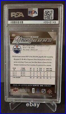 2015 Upper Deck #201 Connor Mcdavid Yg Rc Ud Young Guns Rookie Psa 10 Oilers