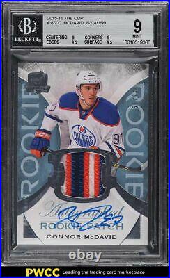2015 Upper Deck The Cup Connor McDavid ROOKIE RC PATCH AUTO 33/99 #197 BGS 9 MT