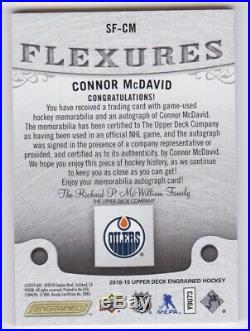2018/19 UD ENGRAINED CONNOR McDAVID SIGNATURE FLEXURES ON CARD AUTO STICK RELIC