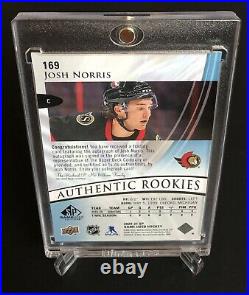 2020-21 Upper Deck SP Game Used Ice Hockey Josh Norris Autograph Card Rookie