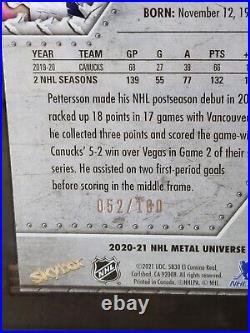 2020 NHL Metal Universe #167 Elias Pettersson Red PMG Precious SGC 9