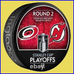2023 NHL Stanley Cup Playoffs Fourteen (14) Puck Set Dueling Rnd 1-2 &conference
