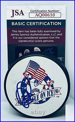 Al Michaels Team USA signed 1980 Miracle On Ice Puck autographed #1 JSA