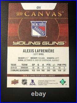 Alexis Lafreniere 2020-21 UD Upper Deck Young Guns Canvas SP RC Card #C91