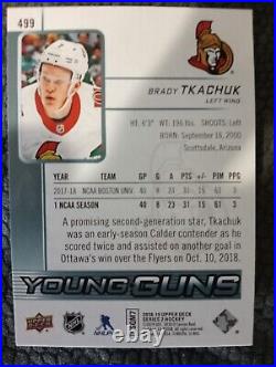 Brady Tkachuk Young Guns 2018-19 Upper Deck Hockey Ottawa Senators