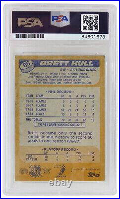 Brett Hull Autographed Blues 1988 Topps Rookie Card #66 (PSA- Auto 10)