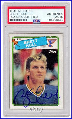 Brett Hull Autographed St Louis Blues 1988 Topps Rookie Card #66 (PSA)