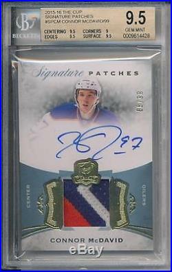 Connor McDavid 2015-16 The Cup Signature Patches RC Rookie /99 BGS 9.5 10 Auto