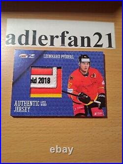DEL 18-19 2018-2019 Game Worn Jersey Card Leo Pföderl Nuremberg Berlin DEB 44/50