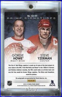 Gordie Howe Steve Yzerman 2013 Panini Prime Hockey Dual On Card Auto /10 Detroit