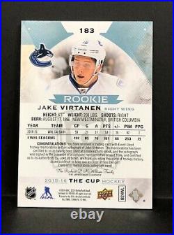 Jake Virtanen 2015-16 UD The Cup Rookie 05-06 Patch Auto RC #187 Canucks